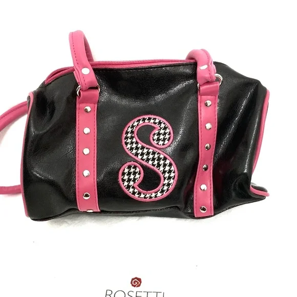 Rosetti Faux Leather Black & Pink Purse - Picture 1 of 14